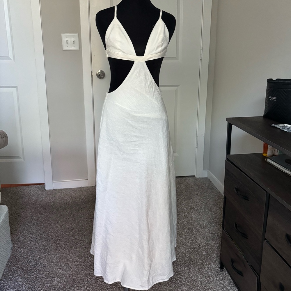 Cult Gaia White Backless Maxi Dress